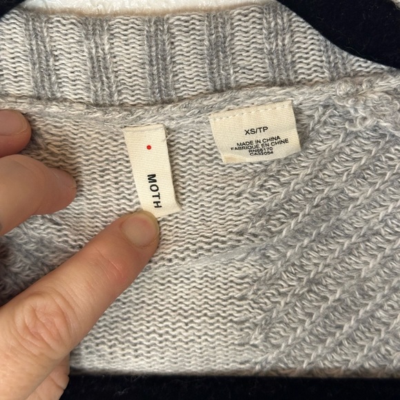 MOTH Anthropologie Open Front Cascade Drape Cardigan Sweater Gray Womens Small - Picture 5 of 9
